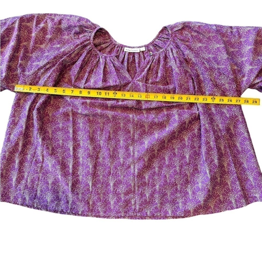 Roller Rabbit Silk Blend Blouse Purple Peasant Womens Small - Picture 6 of 9